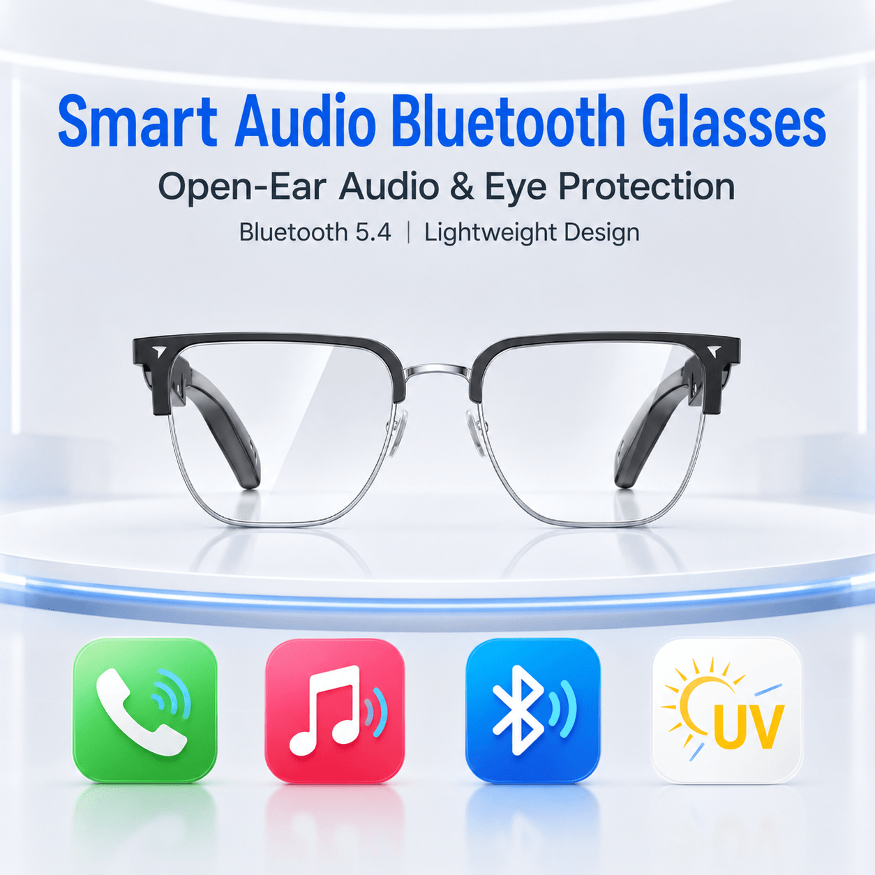 Gaming Glasses Uv - AIMB V2 Smart Bluetooth Glasses Blue
