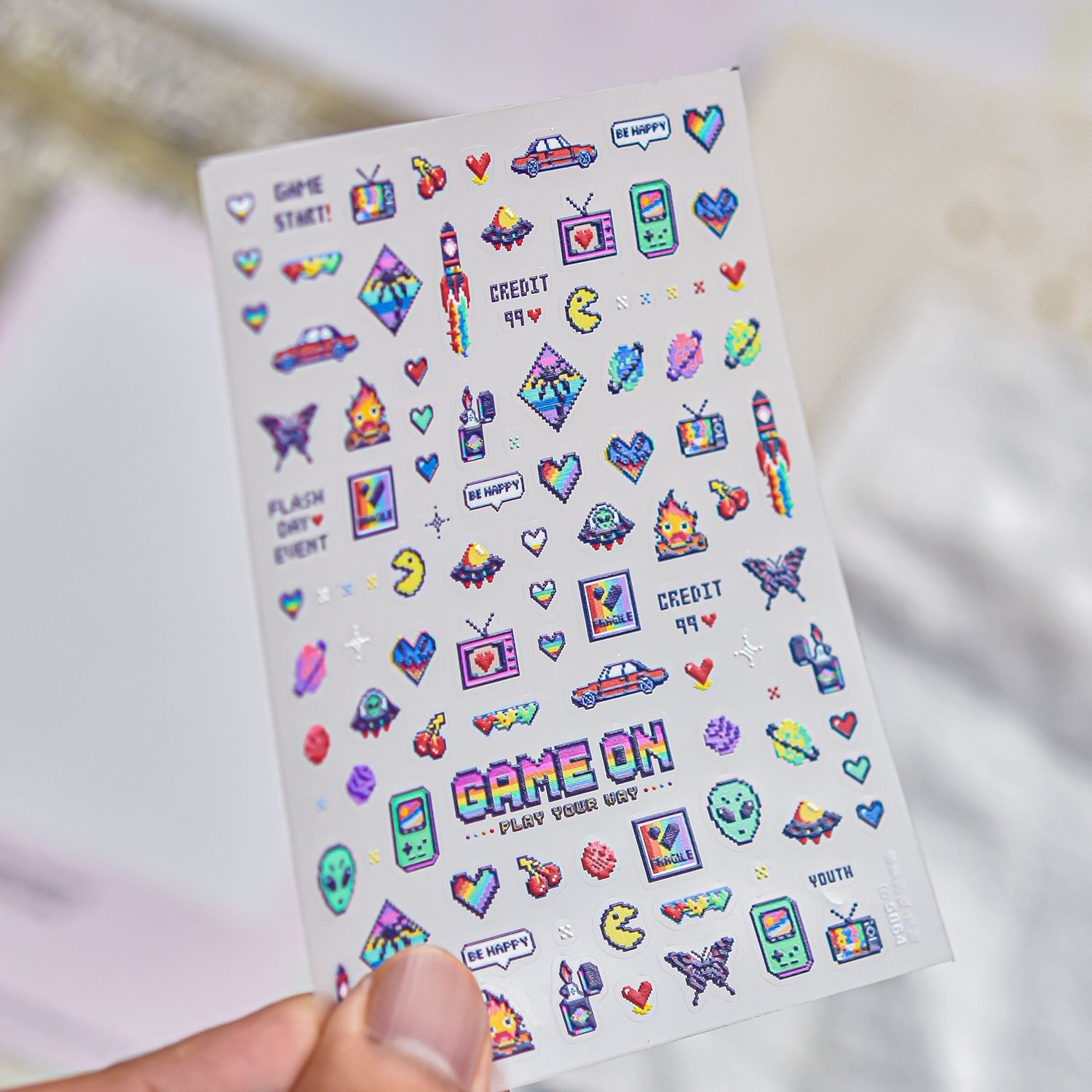 Gaming Console Car - Vintage American 5D Nail Art Stickers